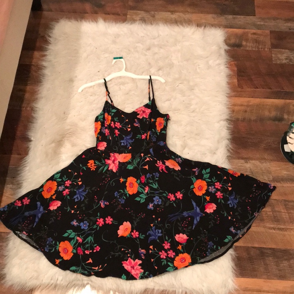 Black strapped floral dress
